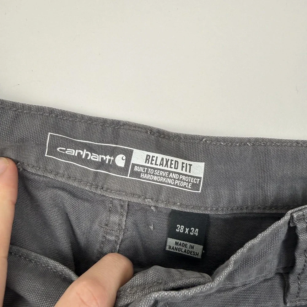 Mens Carhartt Relaxed Straight Rigby Relaxed Fit Gray Work Pants Size 38x34 GUC